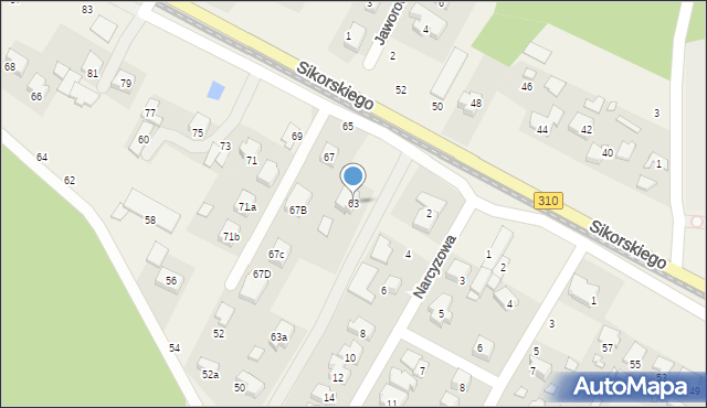 Psarskie, Sikorskiego Władysława, gen., 63, mapa Psarskie