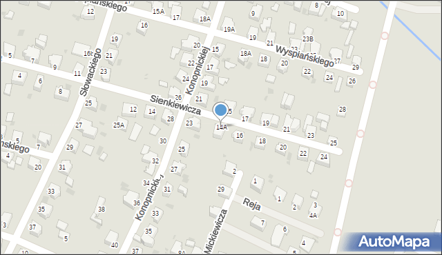 Pszczyna, Sienkiewicza Henryka, 14A, mapa Pszczyny