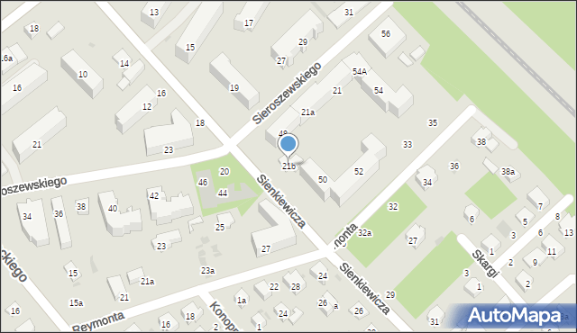 Puławy, Sienkiewicza Henryka, 21b, mapa Puław