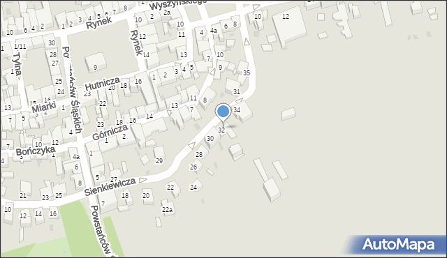 Pyskowice, Sienkiewicza Henryka, 32a, mapa Pyskowice