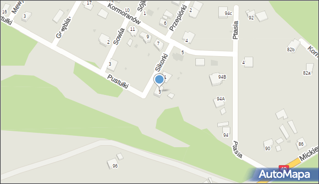 Pyskowice, Sikorki, 3, mapa Pyskowice