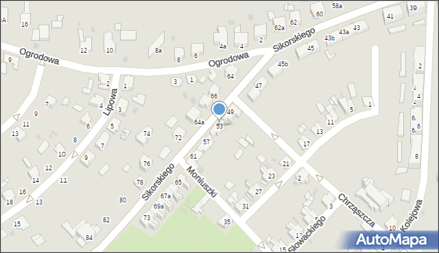 Pyskowice, Sikorskiego Władysława, gen., 53, mapa Pyskowice