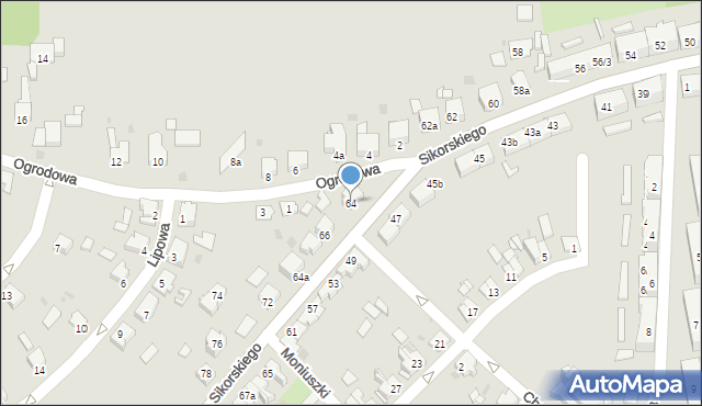 Pyskowice, Sikorskiego Władysława, gen., 64, mapa Pyskowice