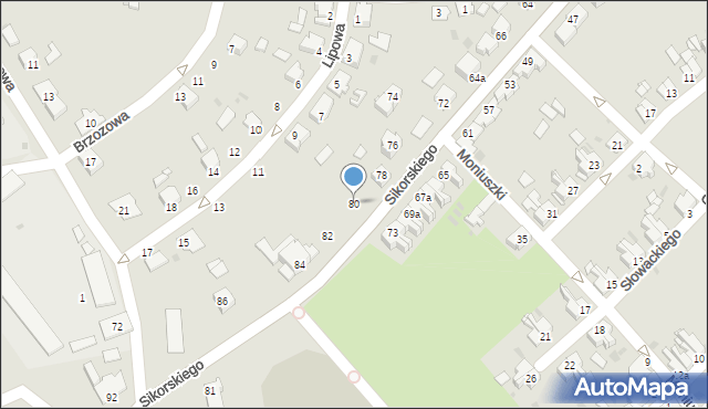 Pyskowice, Sikorskiego Władysława, gen., 80, mapa Pyskowice