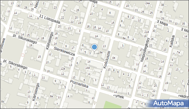 Pyzdry, Sienkiewicza Henryka, 1, mapa Pyzdry