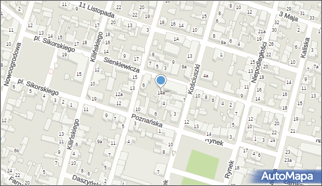 Pyzdry, Sienkiewicza Henryka, 14a, mapa Pyzdry