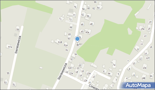 Radlin, Sienkiewicza Henryka, 36, mapa Radlin