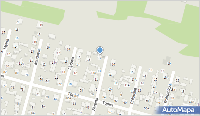 Radom, Siewna, 17, mapa Radomia