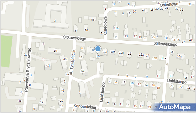 Radzyń Podlaski, Sitkowskiego, 10, mapa Radzyń Podlaski