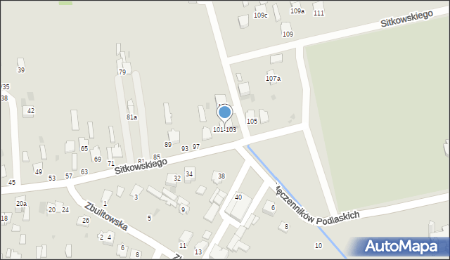 Radzyń Podlaski, Sitkowskiego, 101-103, mapa Radzyń Podlaski