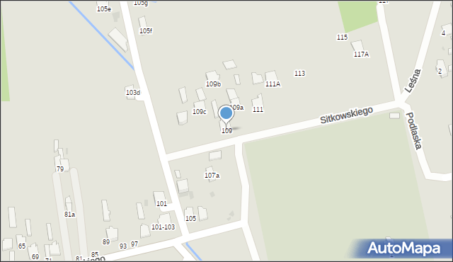 Radzyń Podlaski, Sitkowskiego, 109, mapa Radzyń Podlaski