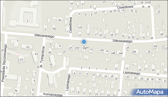 Radzyń Podlaski, Sitkowskiego, 10b, mapa Radzyń Podlaski