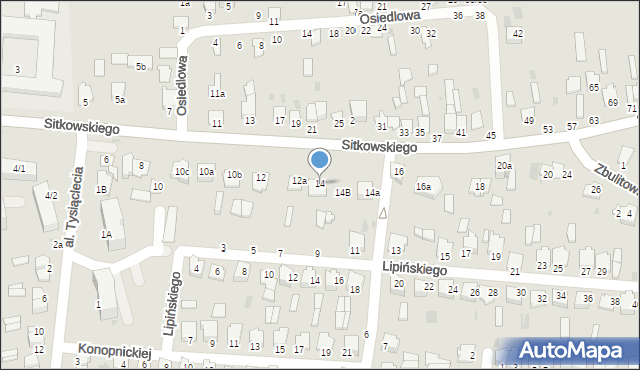 Radzyń Podlaski, Sitkowskiego, 14, mapa Radzyń Podlaski