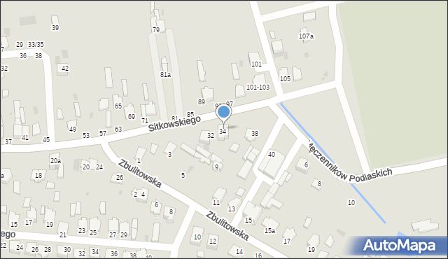 Radzyń Podlaski, Sitkowskiego, 34/36, mapa Radzyń Podlaski