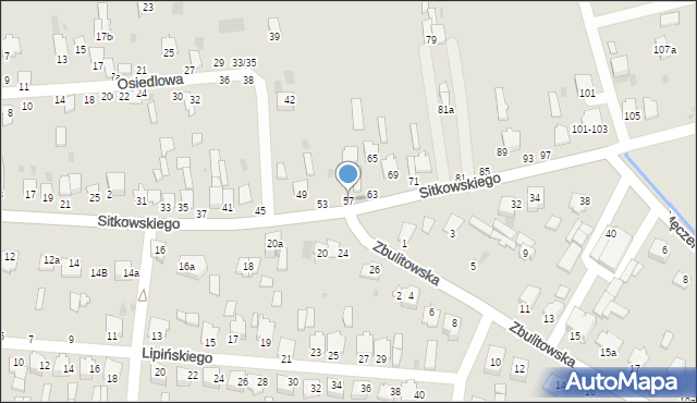 Radzyń Podlaski, Sitkowskiego, 57, mapa Radzyń Podlaski