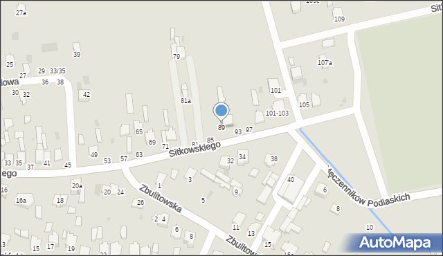 Radzyń Podlaski, Sitkowskiego, 89, mapa Radzyń Podlaski