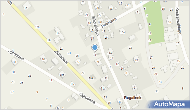 Rogalinek, Sikorskiego Władysława, gen., 11, mapa Rogalinek