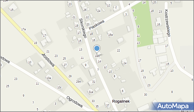 Rogalinek, Sikorskiego Władysława, gen., 14A, mapa Rogalinek