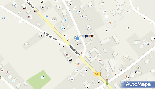 Rogalinek, Sikorskiego Władysława, gen., 3, mapa Rogalinek