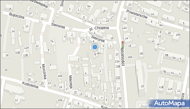 Ruda Śląska, Sieronia Antoniego, 4, mapa Rudy Śląskiej