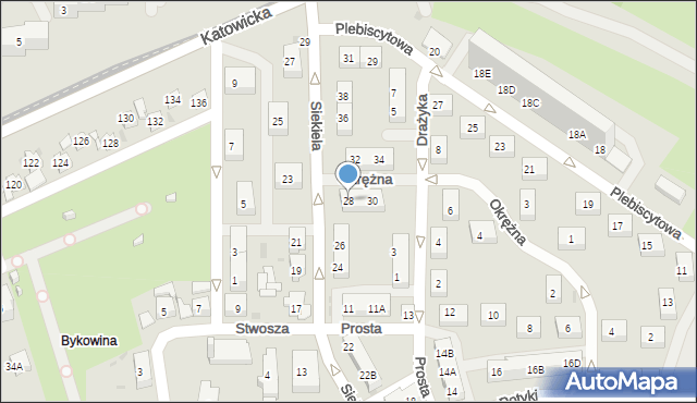 Ruda Śląska, Siekiela Ryszarda, 28, mapa Rudy Śląskiej
