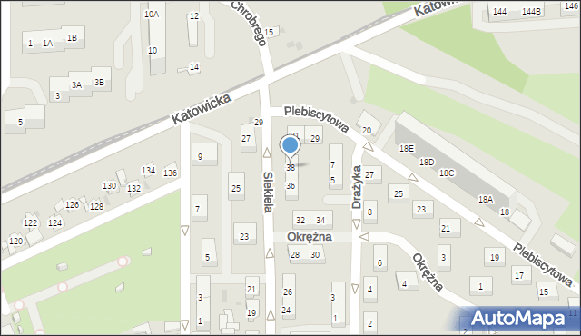 Ruda Śląska, Siekiela Ryszarda, 38, mapa Rudy Śląskiej