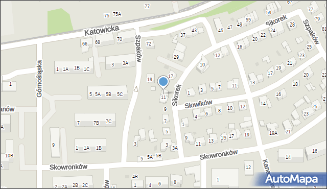 Ruda Śląska, Sikorek, 13, mapa Rudy Śląskiej