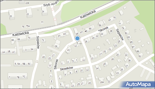 Ruda Śląska, Sikorek, 14, mapa Rudy Śląskiej