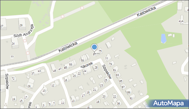 Ruda Śląska, Sikorek, 67, mapa Rudy Śląskiej