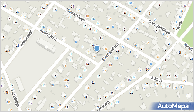 Rudnik nad Sanem, Sienkiewicza Henryka, 12, mapa Rudnik nad Sanem