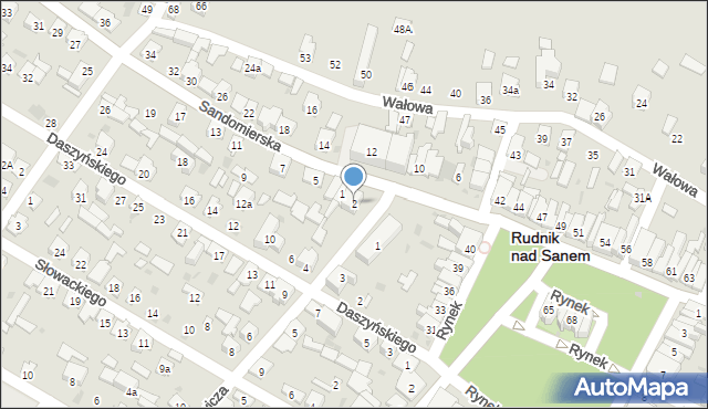 Rudnik nad Sanem, Sienkiewicza Henryka, 2, mapa Rudnik nad Sanem