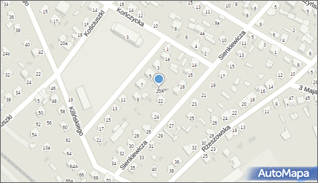 Rudnik nad Sanem, Sienkiewicza Henryka, 20A, mapa Rudnik nad Sanem