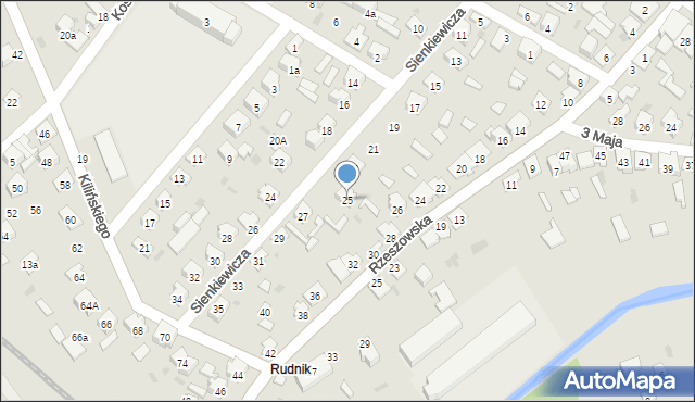 Rudnik nad Sanem, Sienkiewicza Henryka, 25, mapa Rudnik nad Sanem