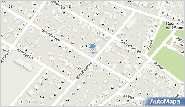 Rudnik nad Sanem, Sienkiewicza Henryka, 8, mapa Rudnik nad Sanem