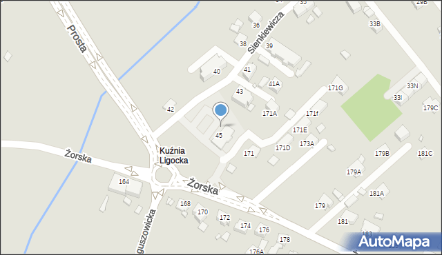 Rybnik, Sienkiewicza Henryka, 45a, mapa Rybnika