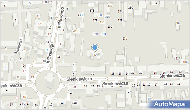 Siedlce, Sienkiewicza Henryka, 32, mapa Siedlce