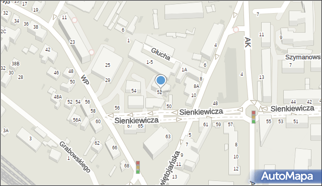 Siedlce, Sienkiewicza Henryka, 52a, mapa Siedlce