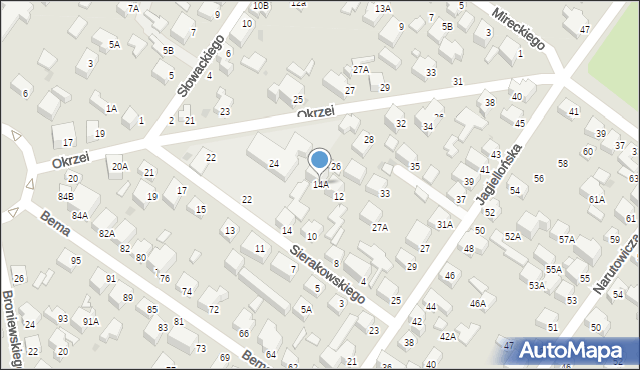 Siedlce, Sierakowskiego Zygmunta, 14A, mapa Siedlce