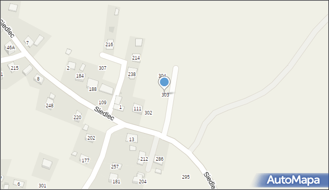 Siedlec, Siedlec, 303, mapa Siedlec