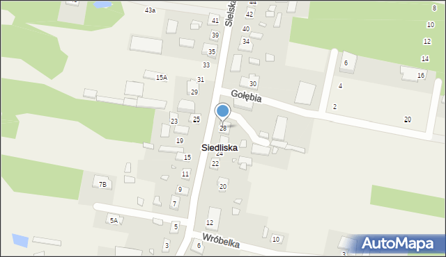 Siedliska, Sielska, 28, mapa Siedliska