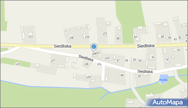 Siedliska, Siedliska, 105, mapa Siedliska