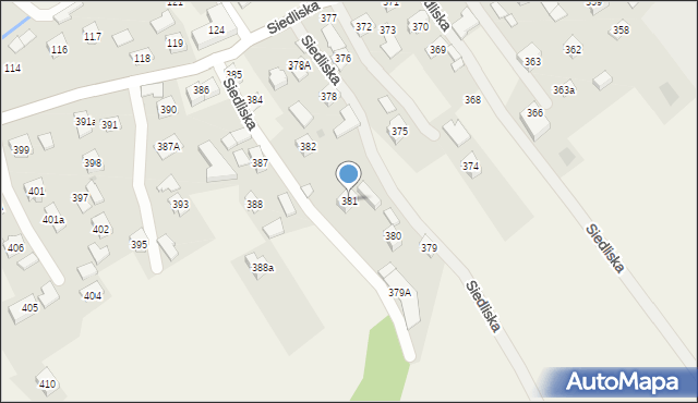Siedliska, Siedliska, 381, mapa Siedliska