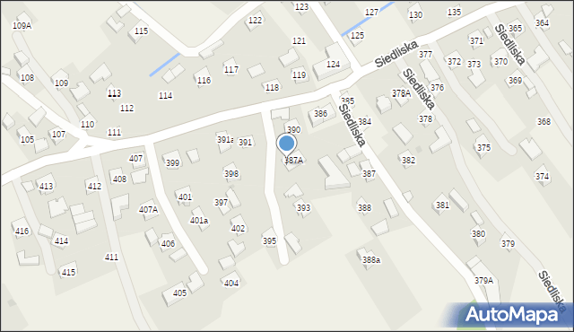 Siedliska, Siedliska, 389, mapa Siedliska