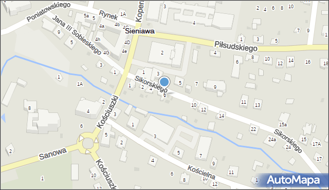 Sieniawa, Sikorskiego Władysława, gen., 6, mapa Sieniawa