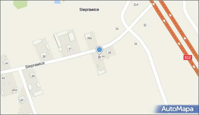 Sieprawice, Sieprawice, 36, mapa Sieprawice