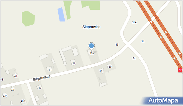Sieprawice, Sieprawice, 36a, mapa Sieprawice