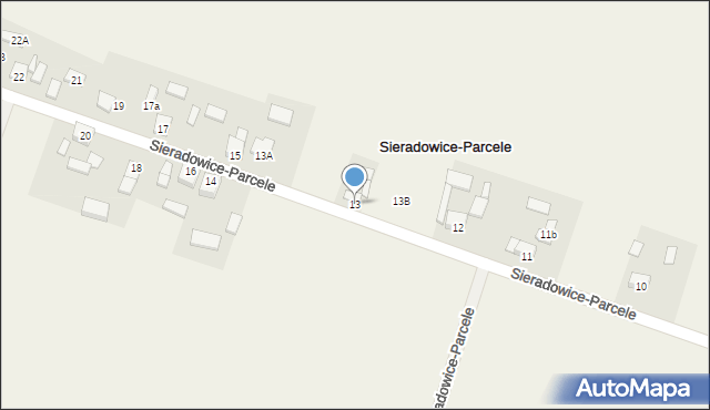 Sieradowice-Parcele, Sieradowice-Parcele, 13, mapa Sieradowice-Parcele