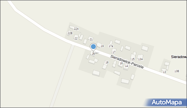 Sieradowice-Parcele, Sieradowice-Parcele, 20, mapa Sieradowice-Parcele