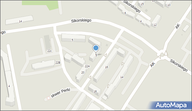 Sieradz, Sikorskiego Władysława, gen., 3, mapa Sieradz