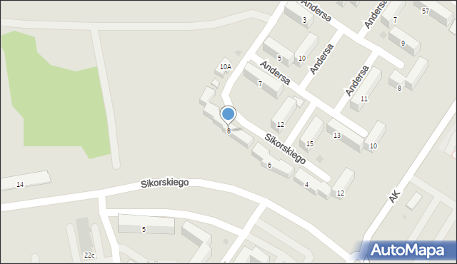 Sieradz, Sikorskiego Władysława, gen., 8, mapa Sieradz